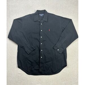 Polo Ralph Lauren Mens Long Sleeve Button Up Dress Shirt Size Large/L Black .